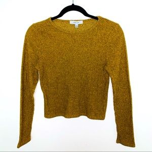 *4 for $25* Gaze Brown Ribbed Cropped Crew Neck Long Sleeve Top Women's Small